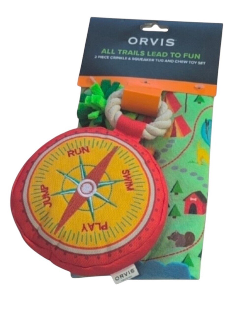 Orvis Dog Compass & Trail Map Crinkle/Squeaker Toy Set